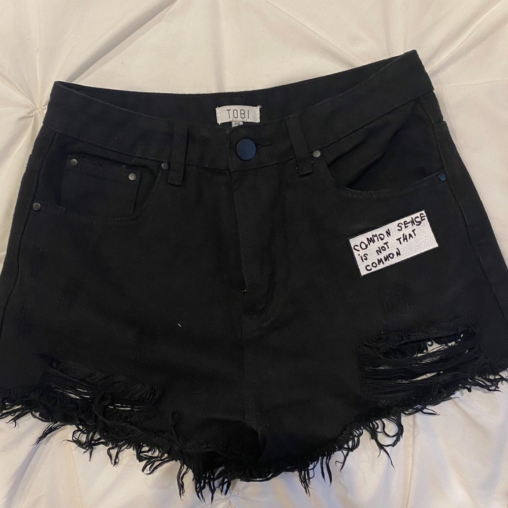 One of One Hand-Made Patchwork Black Denim Short